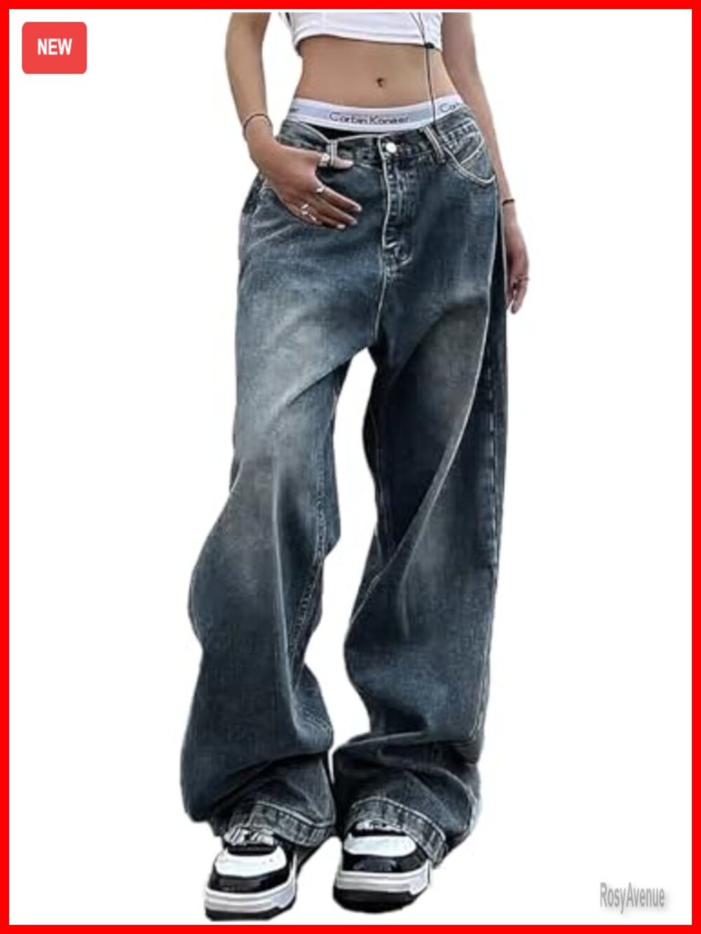 Xineicy Women's Wide Leg Baggy Boyfriend Jeans Low Waist Y2K Denim Pants